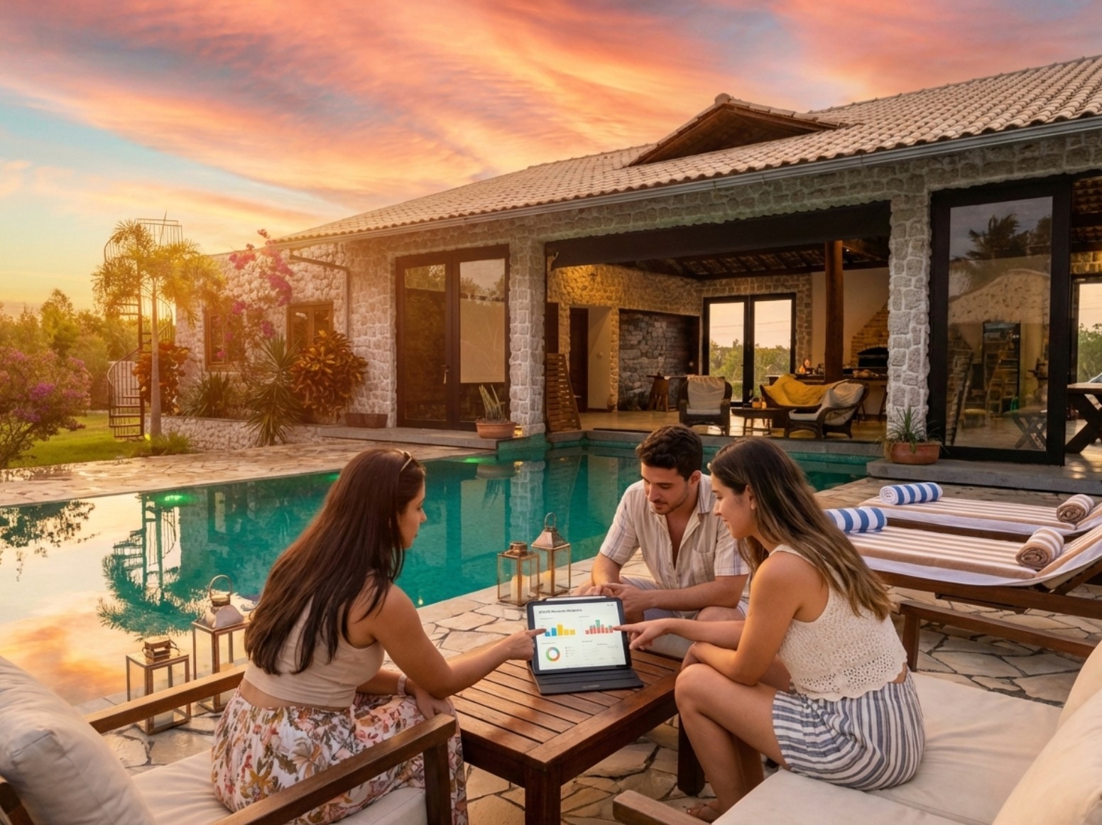 Vacation rental owners enjoying passive income from professional STR management